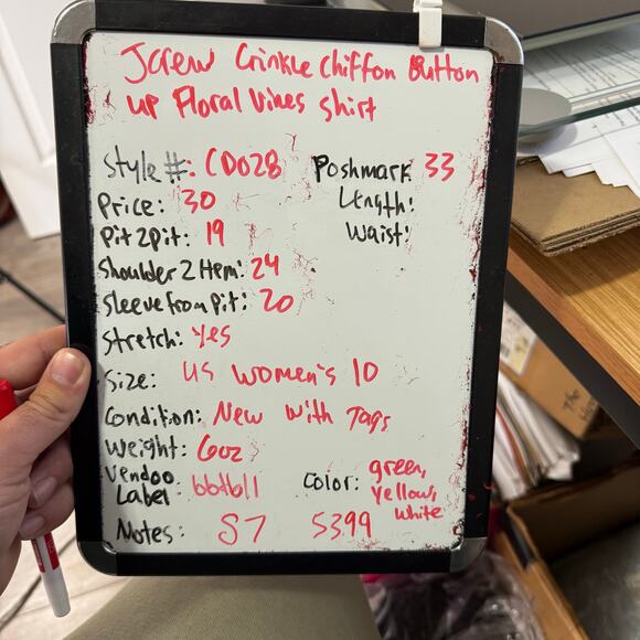 J Crew Crinkle Chiffon Button Up Floral Vines Shirt US Women's 10 New - Picture 7 of 7